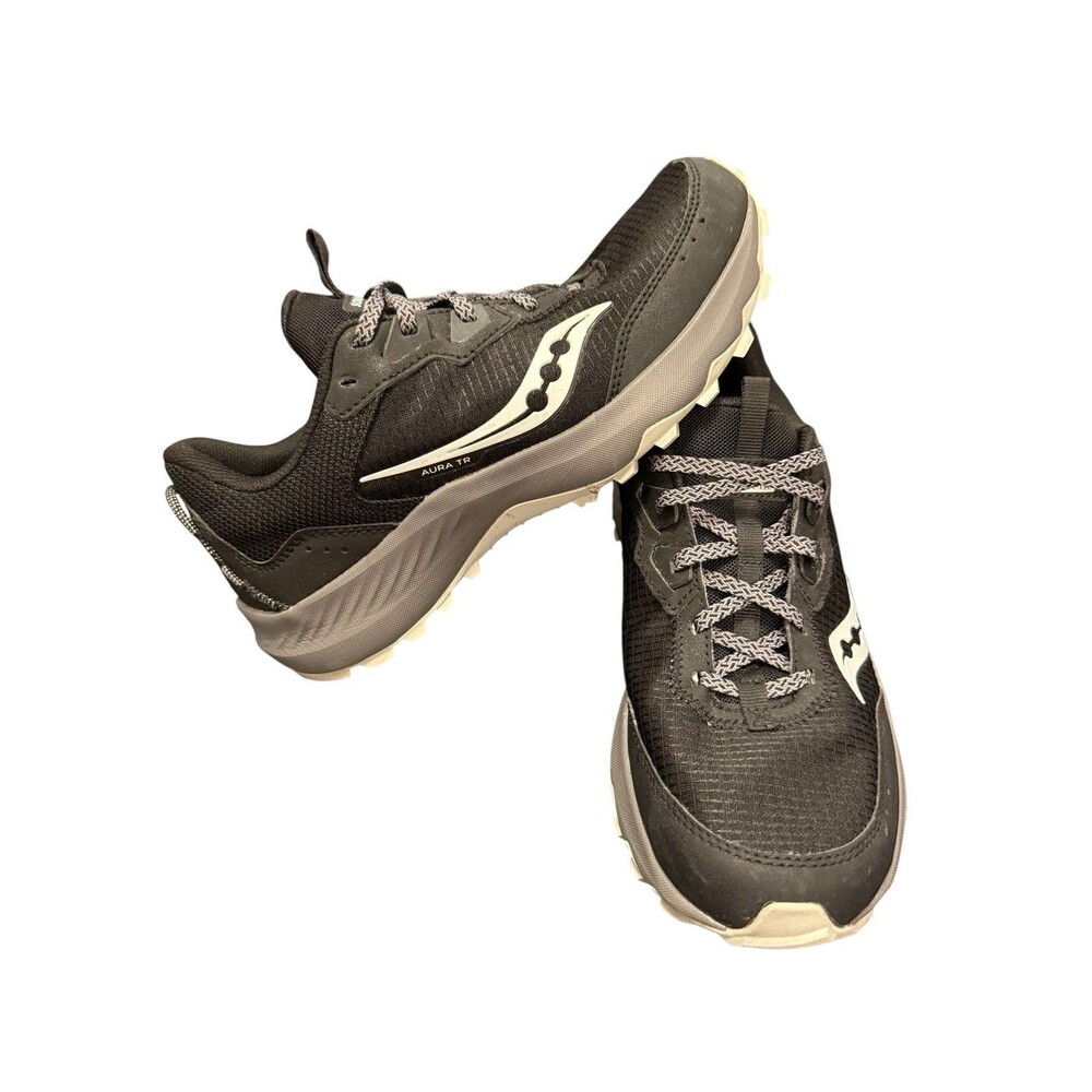 Saucony Aura TR Mens Shoes Sz 8.5 Athletic Running Black Gravel Lace Up Sneakers